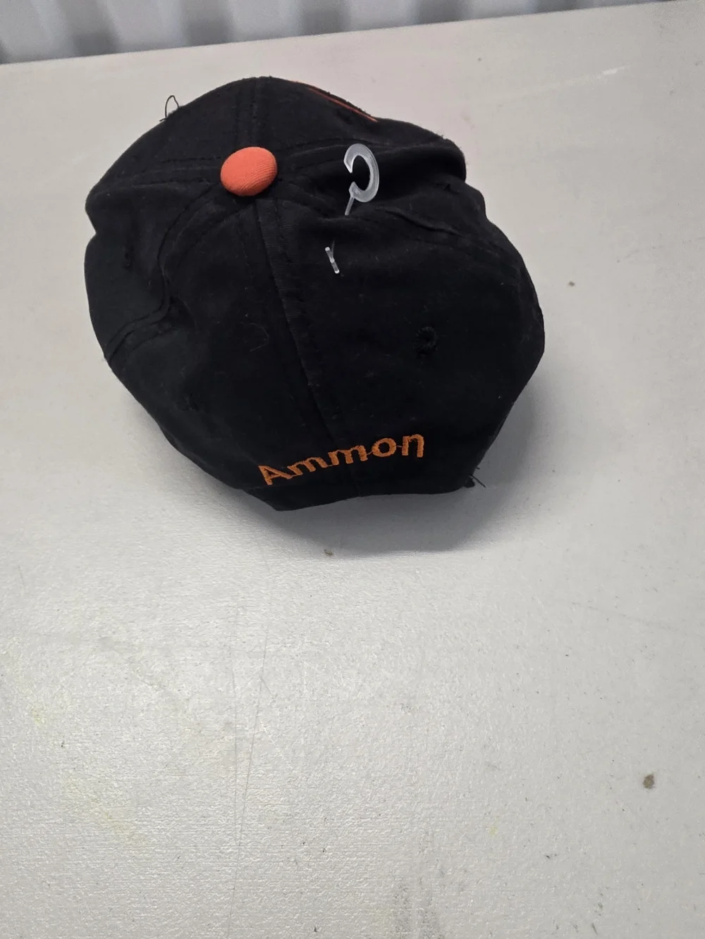 Kids Black and Orange Baseball Cap with Embroidered Bird -